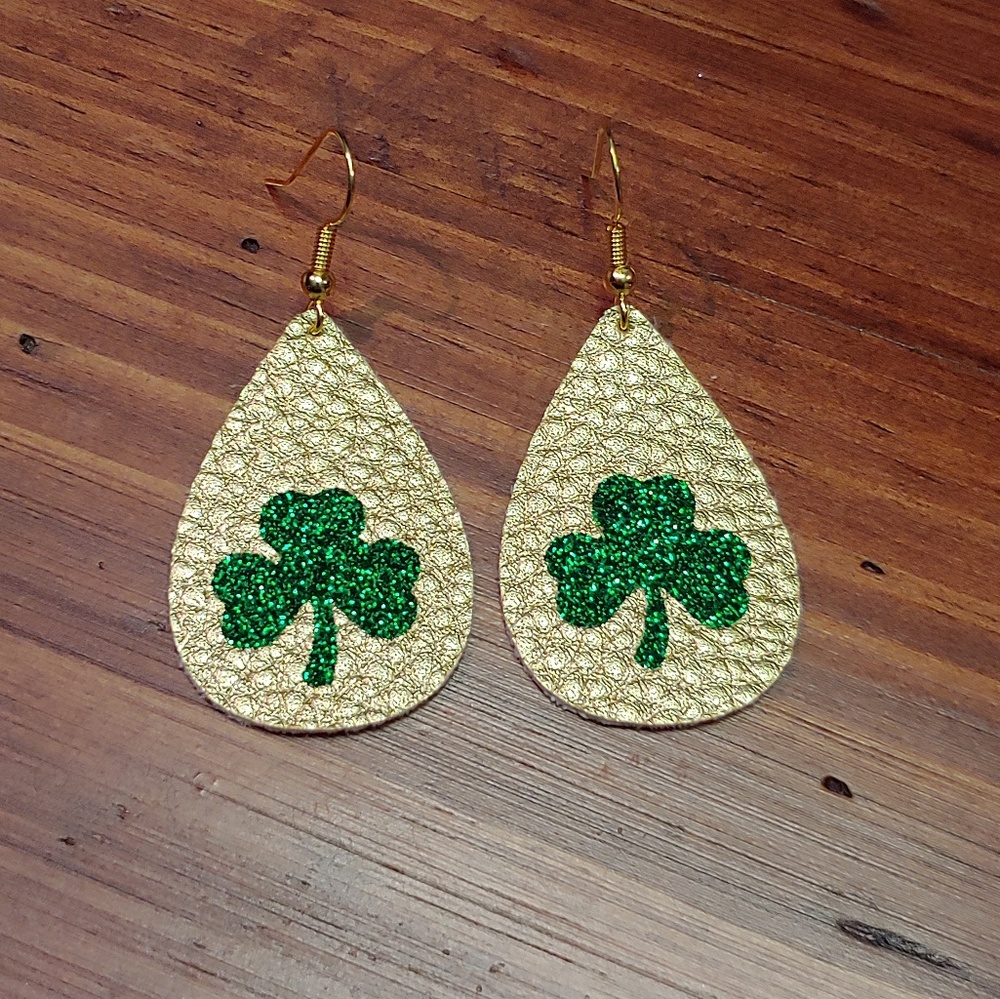 St. Patrick's Day Faux Leather Earrings